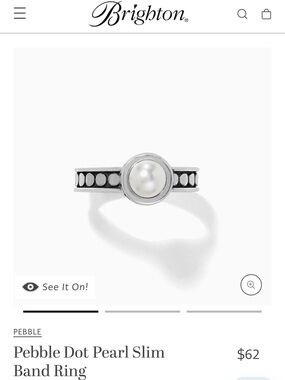 Brighton Pearl Pebble Dot Slim Band Ring in Silver and White Pearl